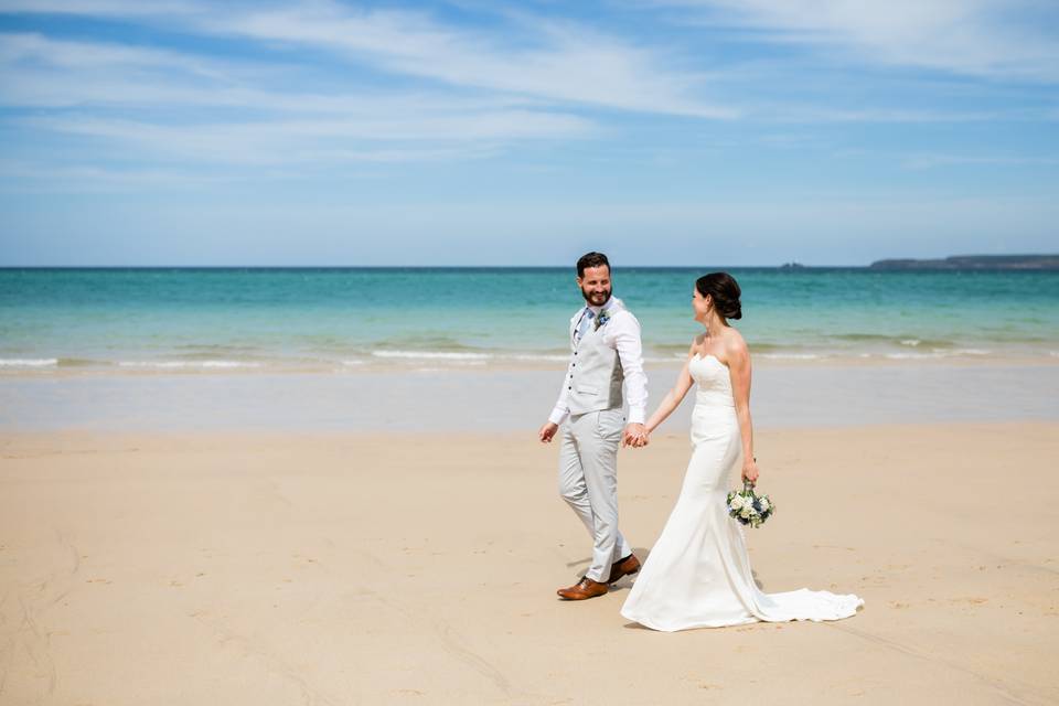 Bride and Groom at Carbis Bay
