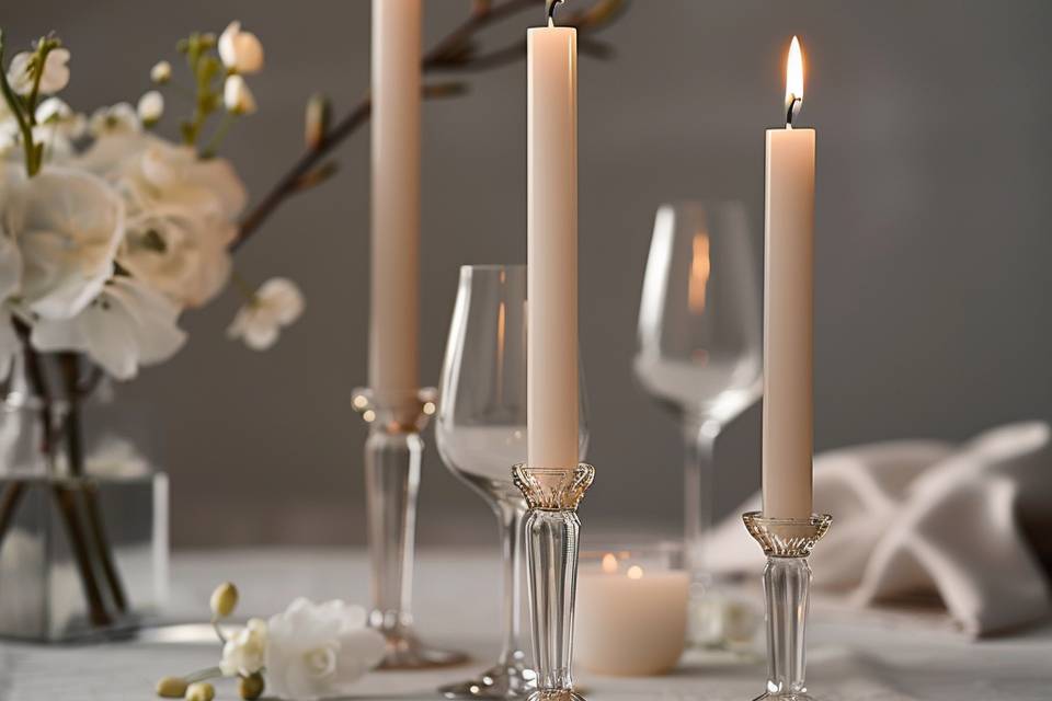 Beige dinner candles