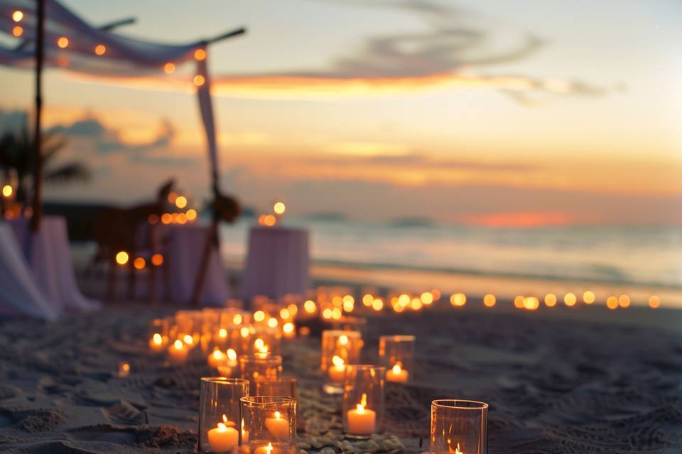 Candles on the beach