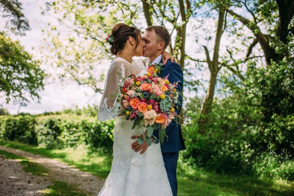 Vibrant bridal flowers