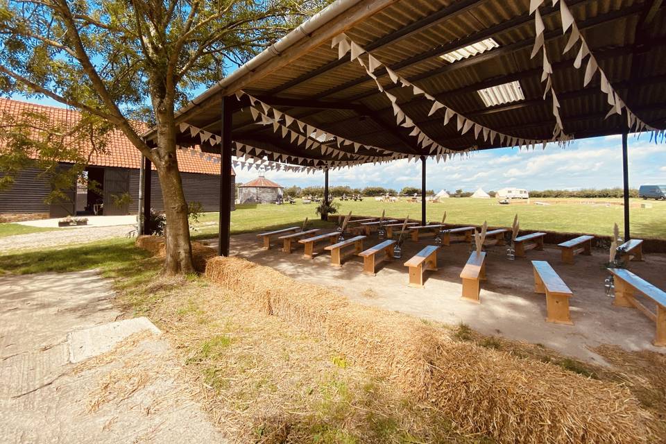 Benches under the haybarn
