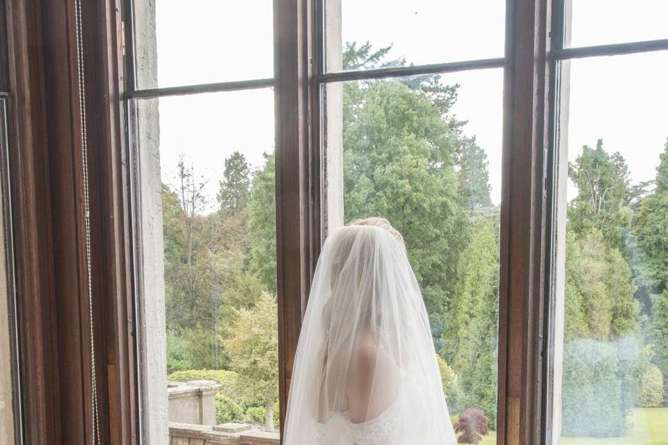 Bride viewing the gardens