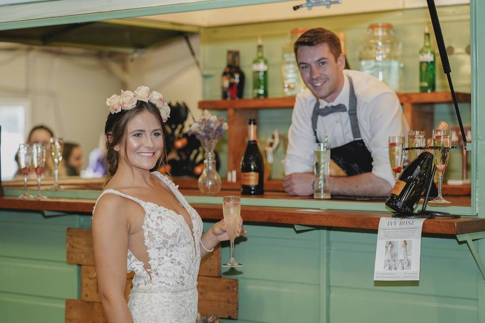 Barman and the happy newlywed