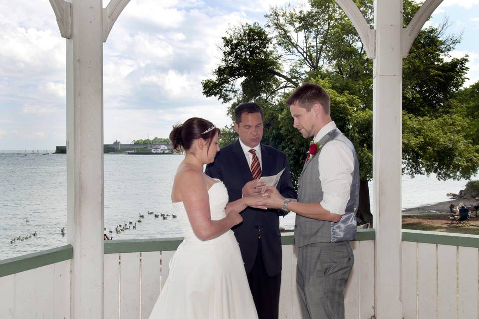 Holding hands during the ceremony