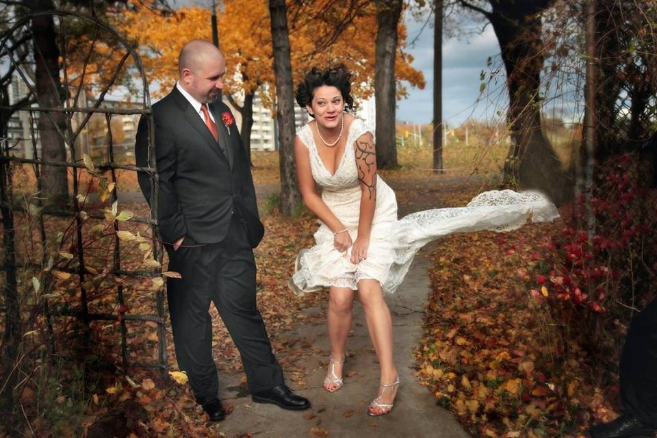 The bride and groom