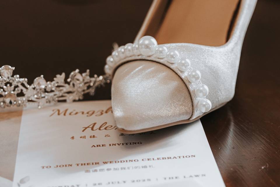 Flat lay pre wedding shot