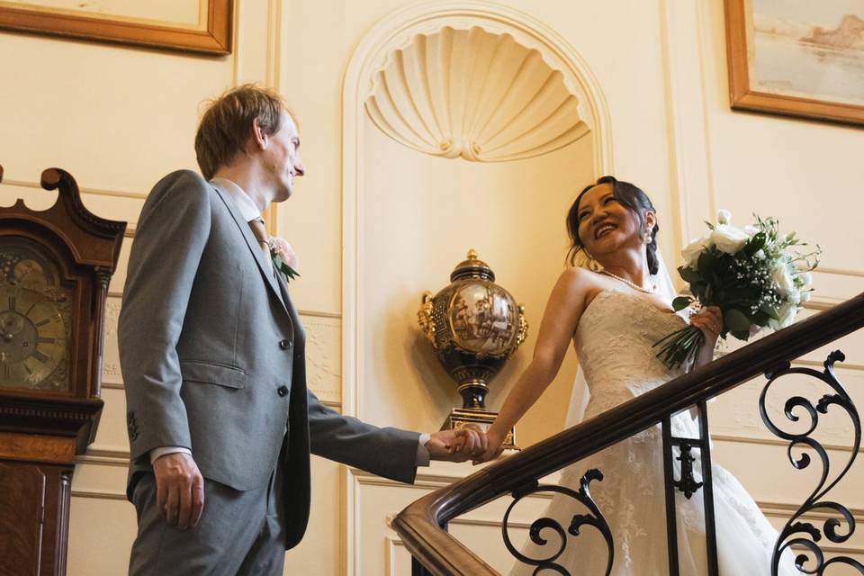 Bride leading the groom