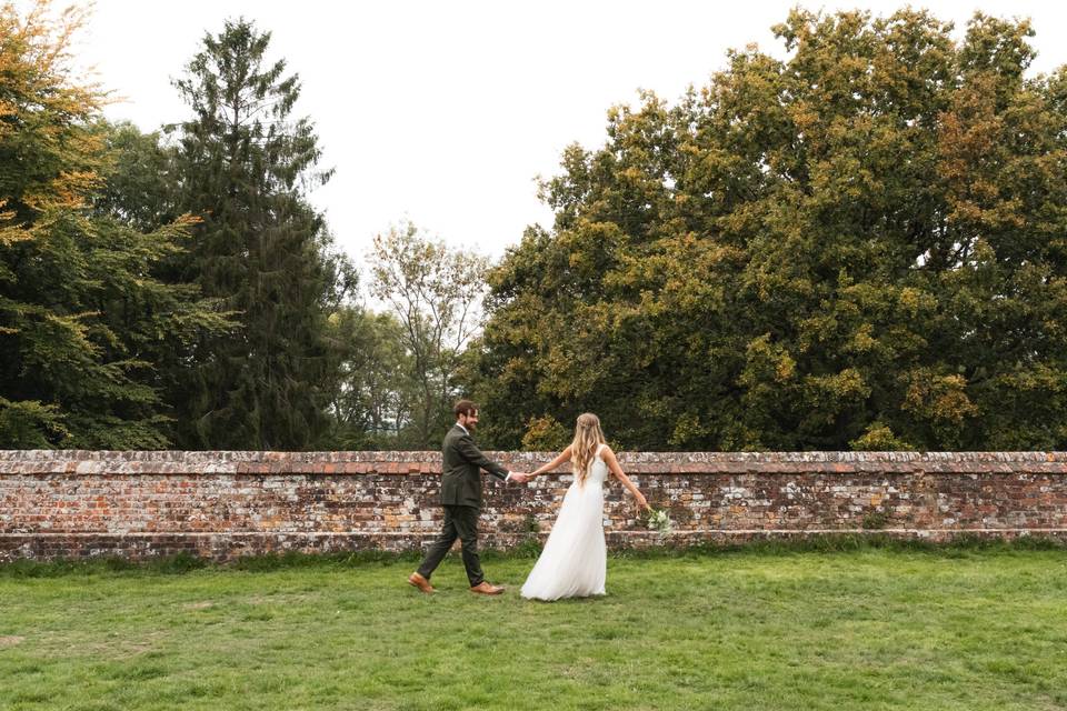 Wide angled walking shot