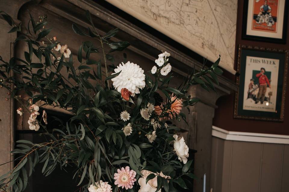 Fireplace flower installation