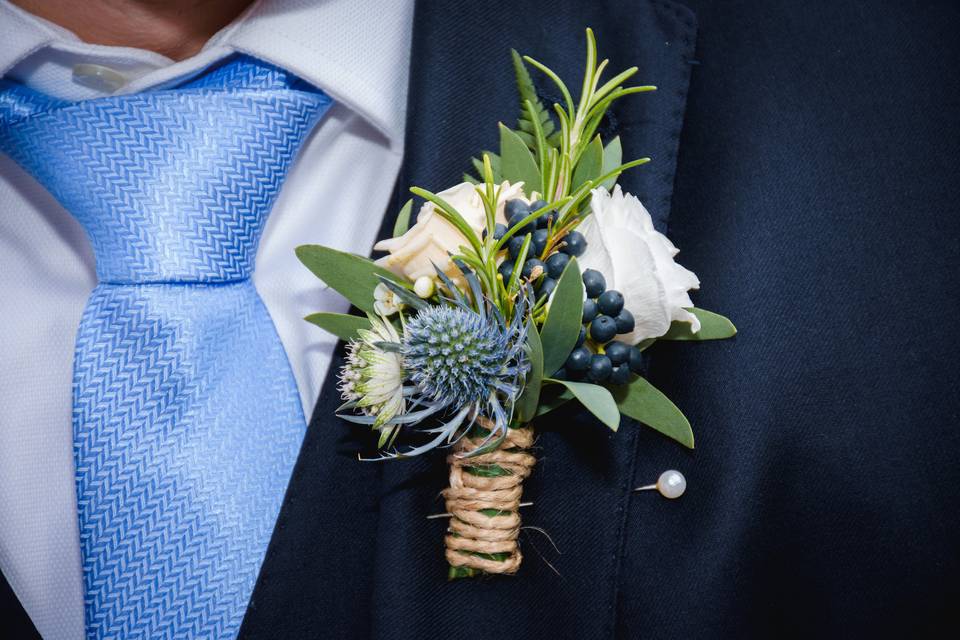 Blue Boutonniere