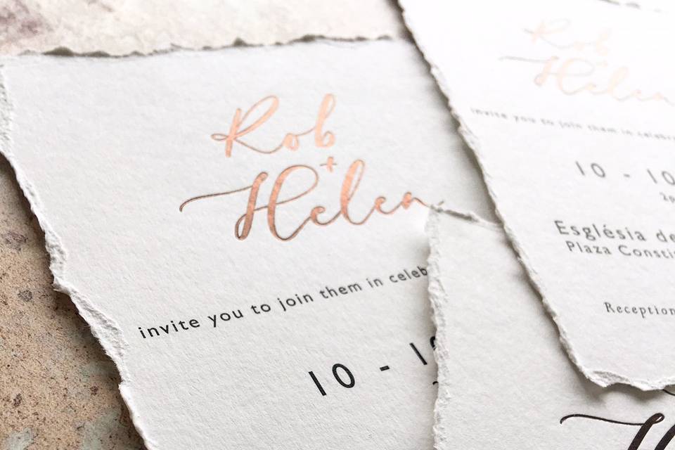 Hot Foiled and Hand Deckled Bespoke Invitation Design