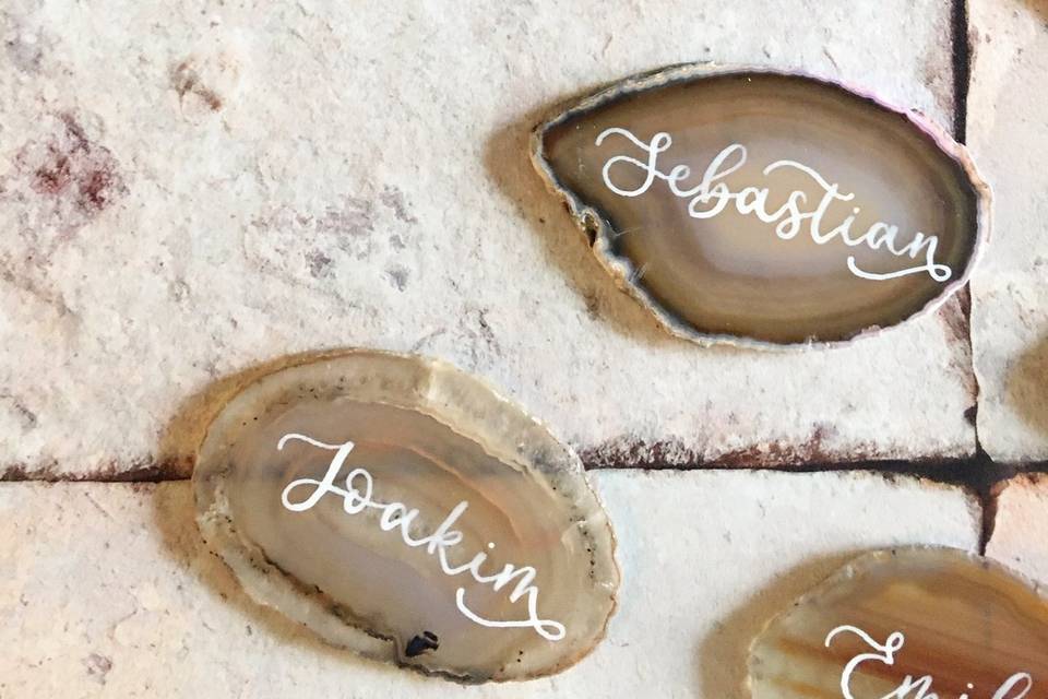 Neutral Agate Slice Wedding Favours