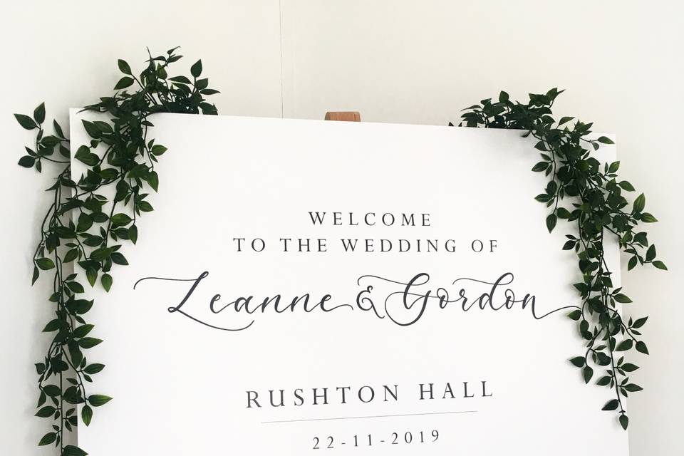 Rushton Hall Welcome Signage