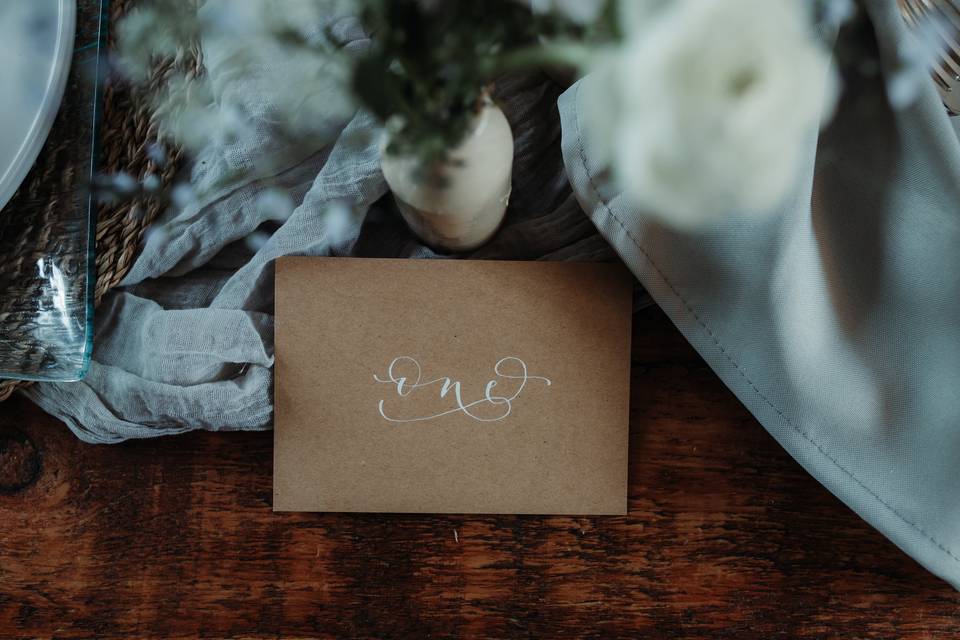 Rustic Modern Calligraphy Table Numbers