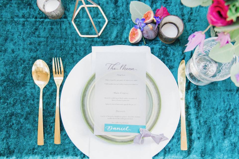 Vellum Menu for Jewel Tone Table Setting