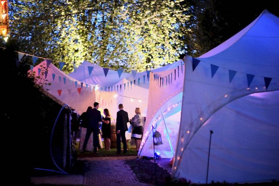 Capri marquees with bunting