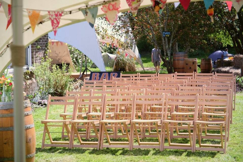 Chairs laid for the ceremony