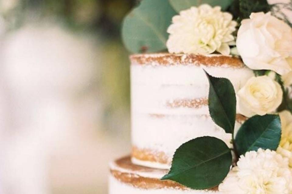 Naked vanilla wedding cake