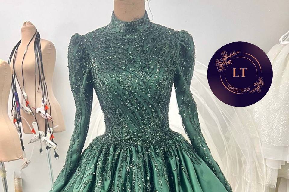 Green bridal gown