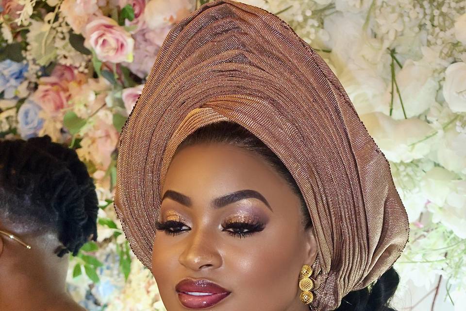 Traditional bridal makeup&gele