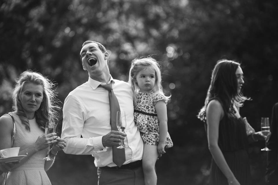 Candid wedding guest photo