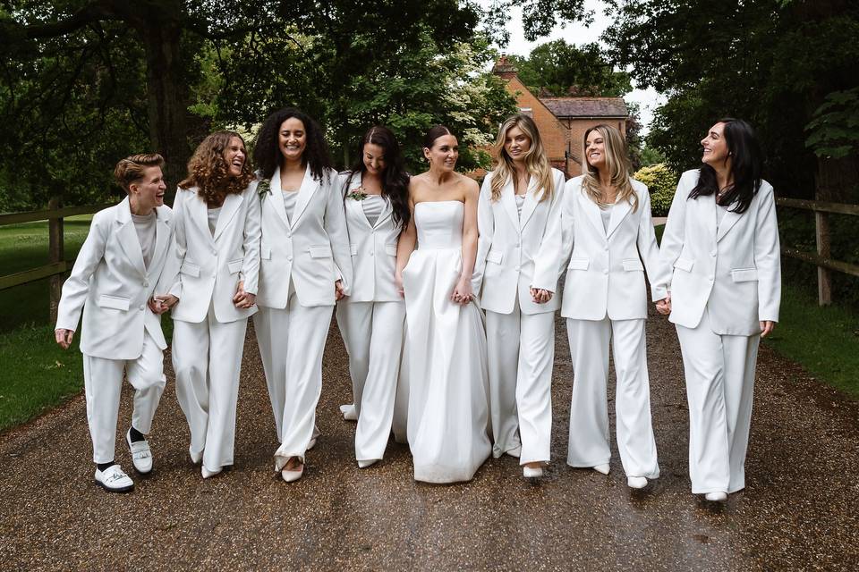 Bridesmaids in suits. Luxury