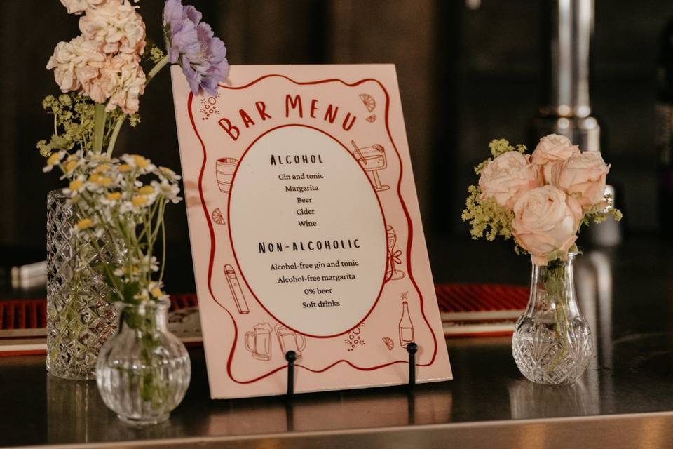 Chloe & Bam - Bar menu