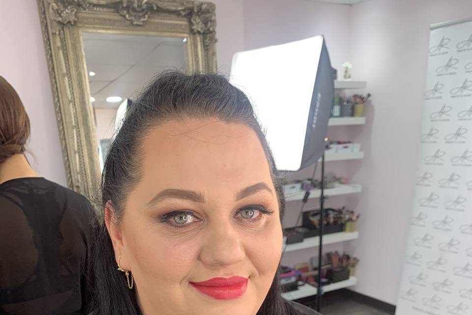 Studio glam with red lipstick