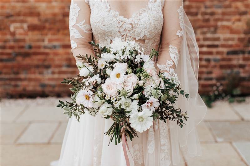 Whites and soft pink bridal