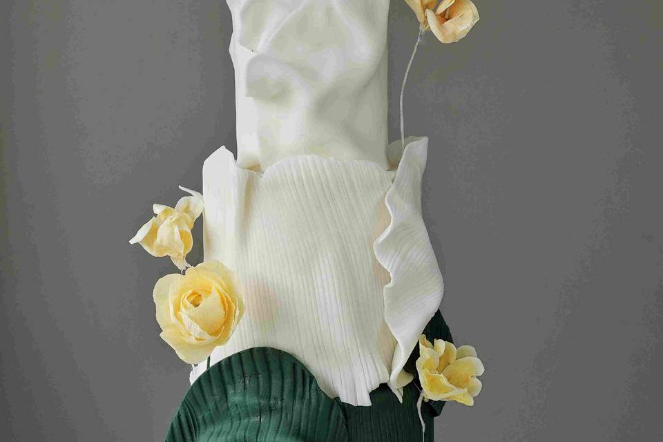 White and textured green