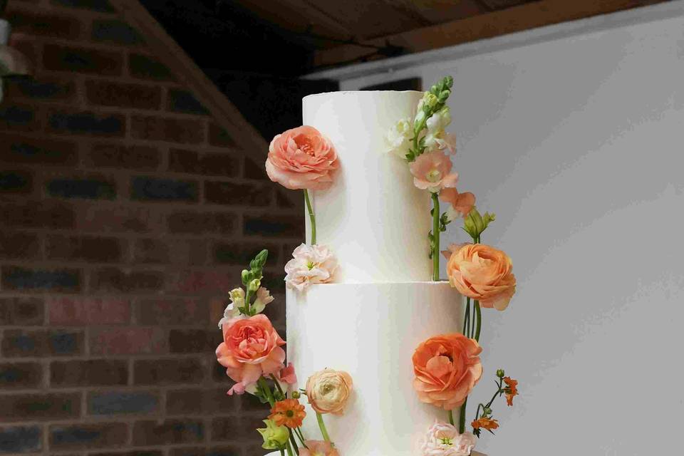 Spring peach floral cake