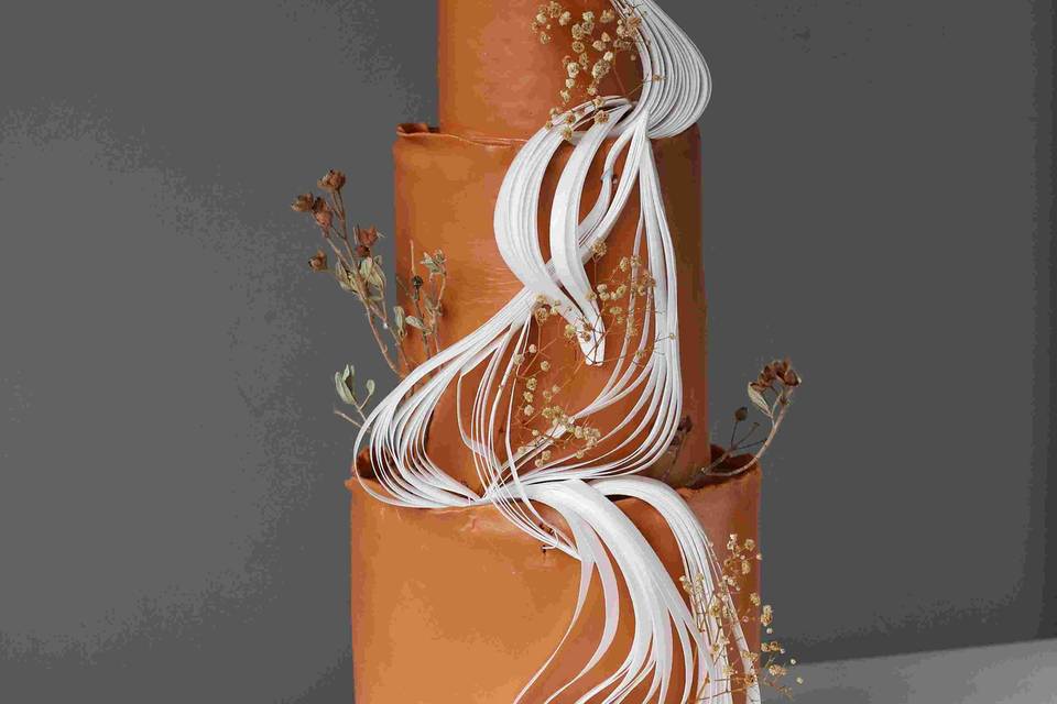 Terracotta and white cake