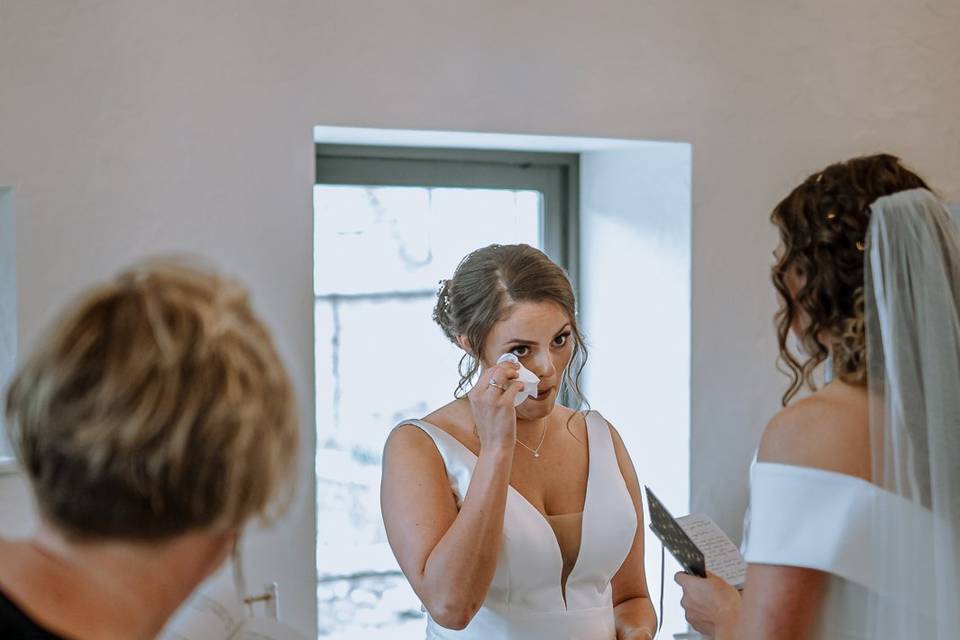 Brides cry during ceremony