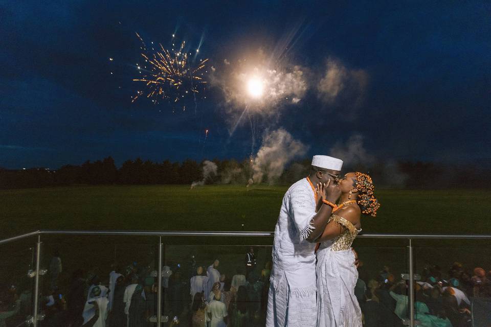Fireworks at a wedding