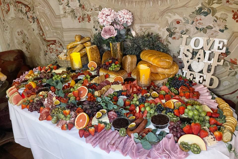 Evening wedding grazing table