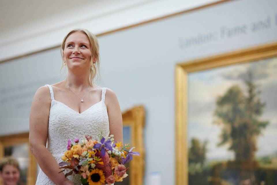 Bride smiling