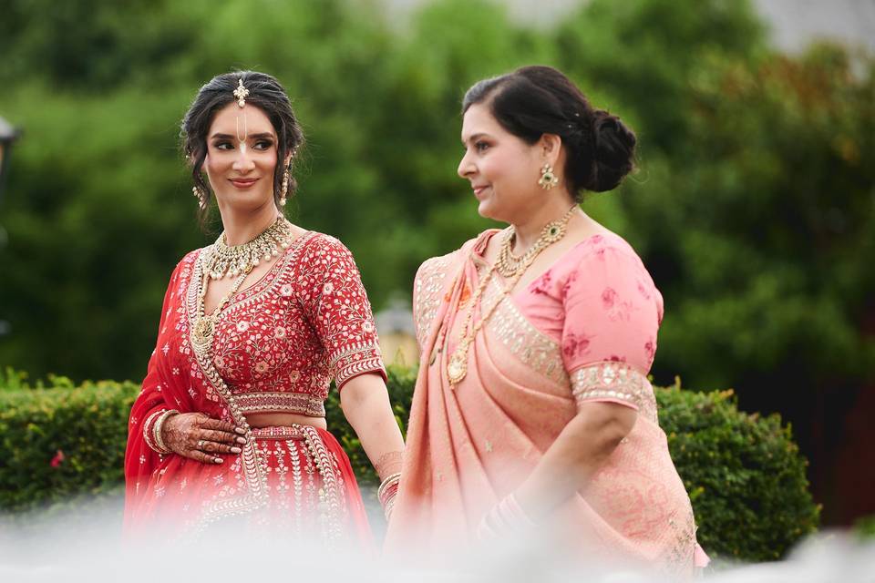 Bride and mother enter