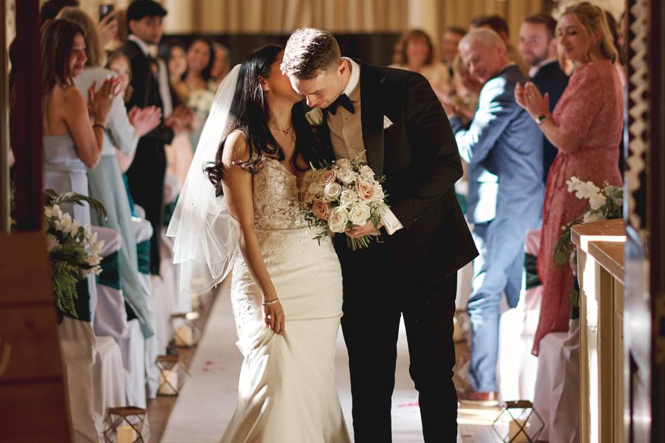 Couple leave their ceremony