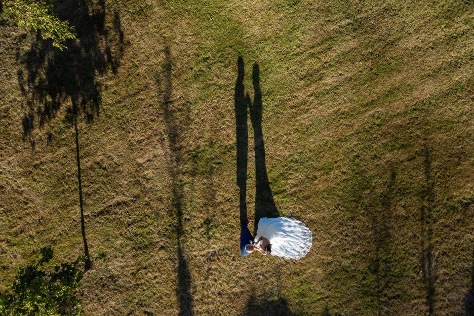 Drone photo of couple