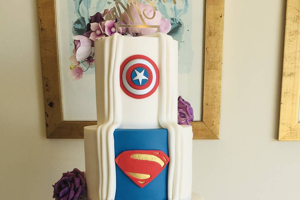 Marvel theme back of cake