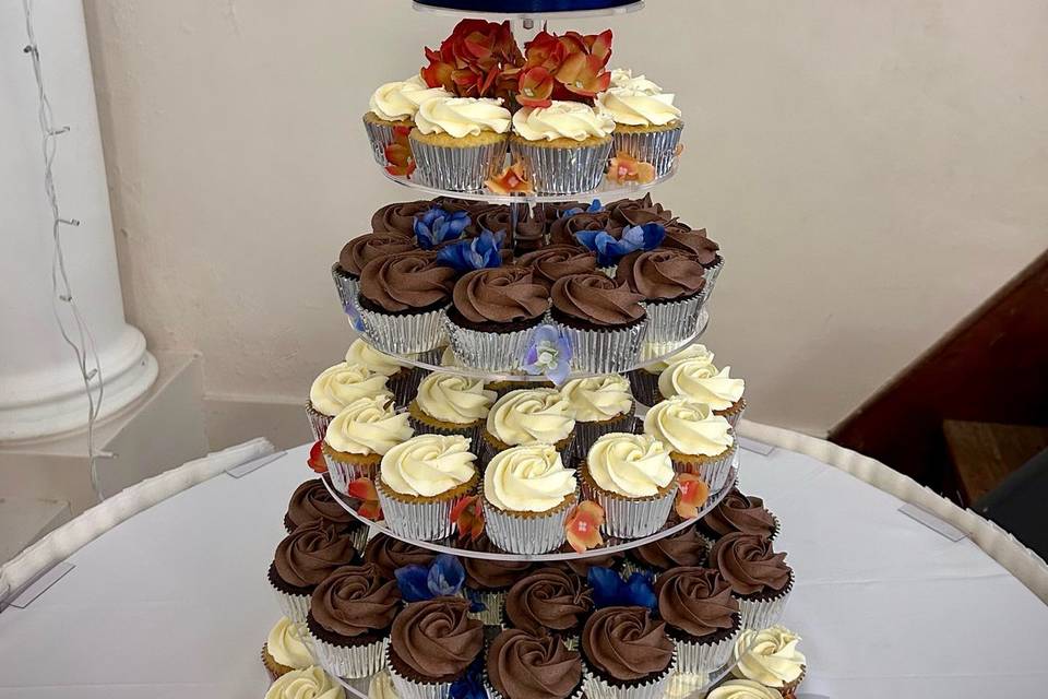 Cake and cupcake tower