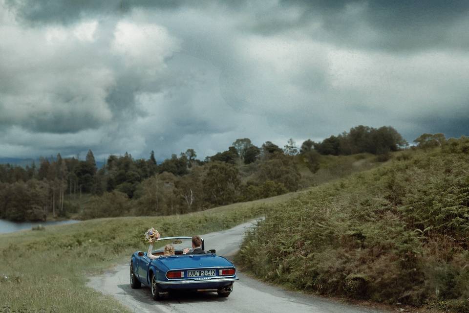 Couple driving for portraits!