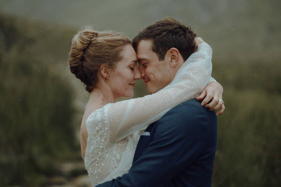 Couple embrace