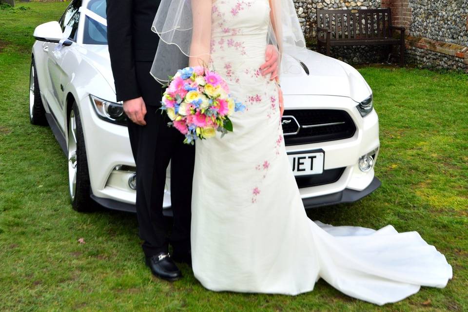 Bride & Groom with Bridal Car