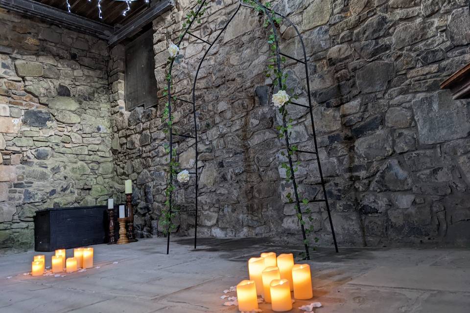 Romantic arch and candles