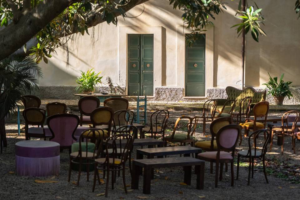 Empty chairs at Sardinia Weddi