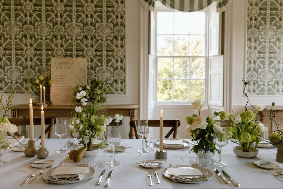 A tablescape at Wootton Hall