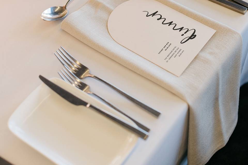 Arch Wedding Menu