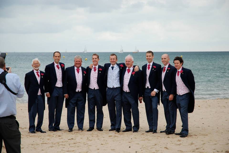 Groomsmen by the sea