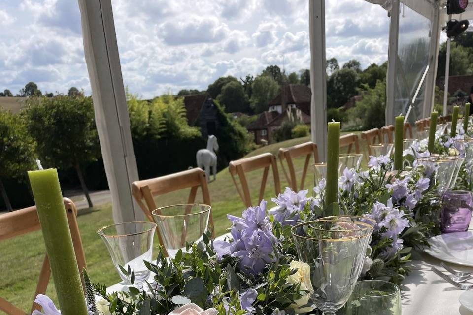 Lilac & rose table dec